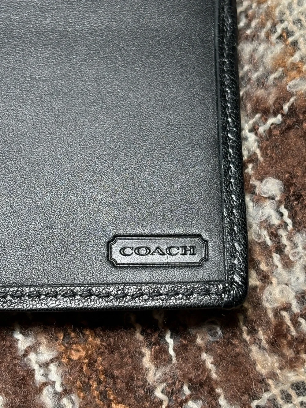 Coach Black and Gray Signature C Canvas Checkbook Wallet 6.75x3.75in